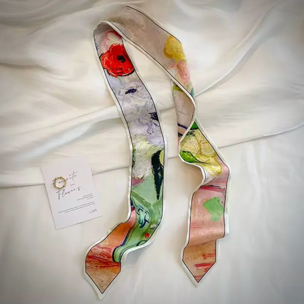 Floral Silk Skinny Scarf - Picture 1 of 1